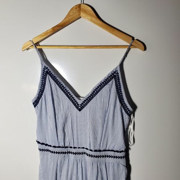 Japna Blue & white Striped wide leg eembrooired jumper Size Large - Picture 1 of 10